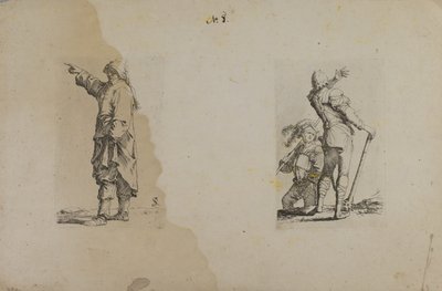 (Serie de figuras) Hombre de pie con sombrero largo, señalando de Salvator Rosa