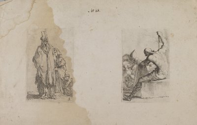 (Serie de figuras) Hombre con turbante, visto de espaldas de Salvator Rosa