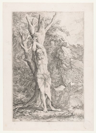Alberto atado a un árbol de Salvator Rosa