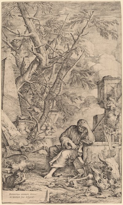 Demócrito en meditación de Salvator Rosa