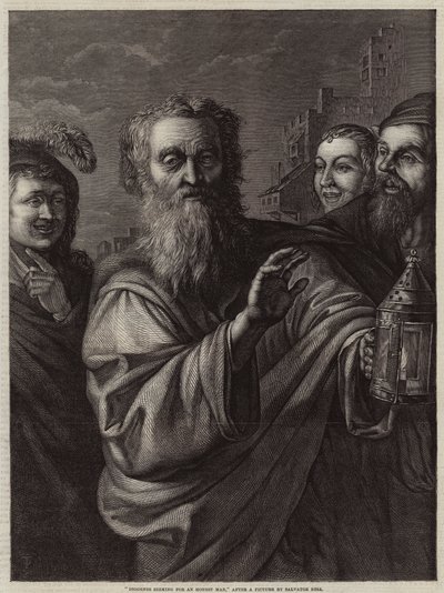 Diógenes buscando a un hombre honesto de Salvator Rosa