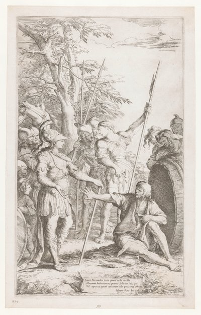 Diógenes le pide a Alejandro que no se pare en su luz de Salvator Rosa