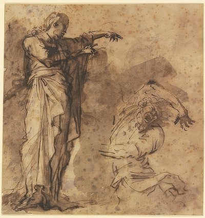 Boceto de Cristo sanando a un poseído de Salvator Rosa