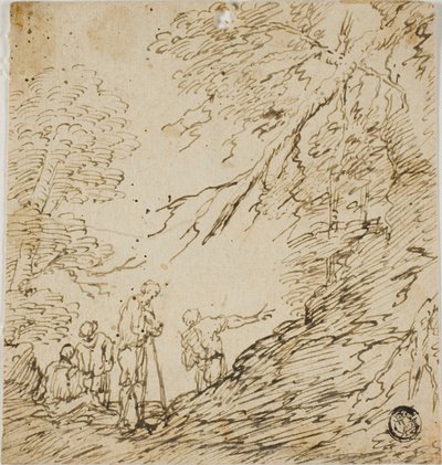 Cuatro hombres en el bosque de Salvator Rosa
