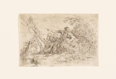 Pastor y dos niños en un paisaje de Salvator Rosa