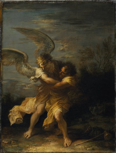 Jacob luchando con el ángel de Salvator Rosa