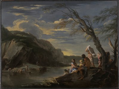 paisaje con bañistas de Salvator Rosa