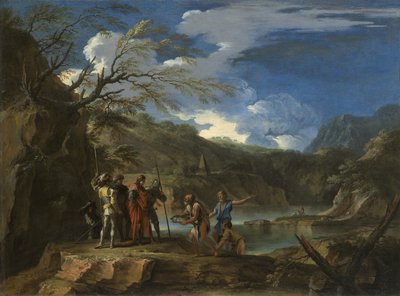 Polícrates y el pescador, c.1664 de Salvator Rosa
