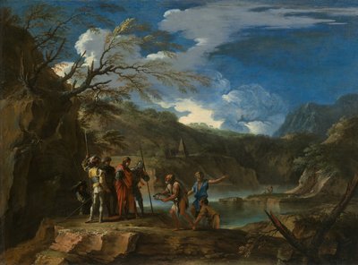 Polícrates y el pescador, c. 1664 de Salvator Rosa
