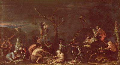 Escena de brujas (óleo sobre lienzo) de Salvator Rosa