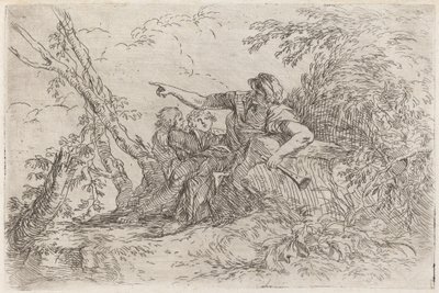 Pastor en un paisaje de Salvator Rosa