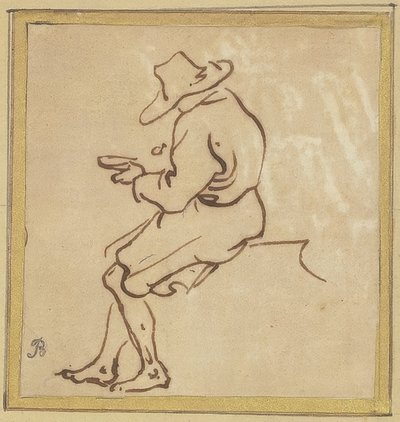 Hombre sentado de perfil hacia la izquierda de Salvator Rosa