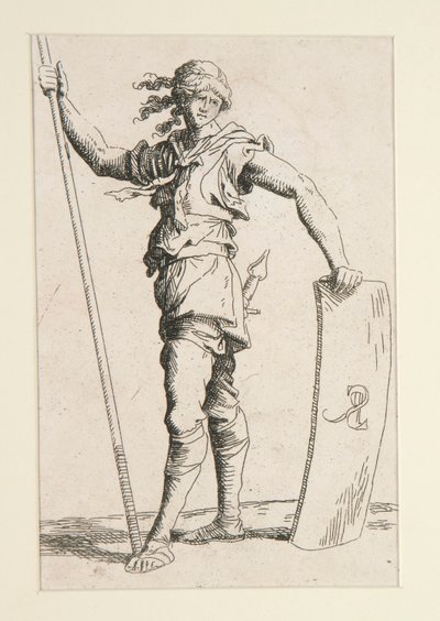 Soldado con Lanza y Escudo de Salvator Rosa