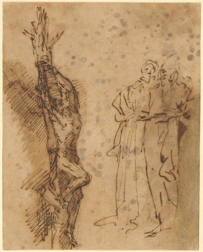 Estudio para la crucifixión de Polícrates de Salvator Rosa