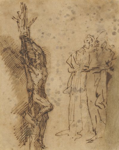 Estudio para la Crucifixión de Polícrates, c.1662 de Salvator Rosa