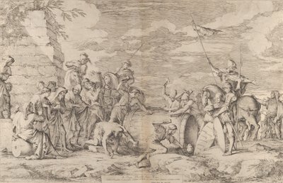 La muerte de Marco Atilio Régulo, mostrado siendo clavado en un barril por los cartagineses, ca. 1661-62 de Salvator Rosa