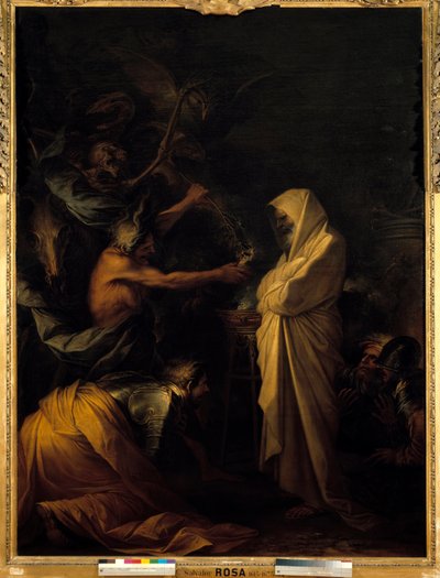 La sombra de Samuel apareciendo en Saúl en la Pitonisa de Endor. Pintura de Salvator Rosa (1615-1673) Alrededor de 1668 Dim. 2,73x1,93 m de Salvator Rosa