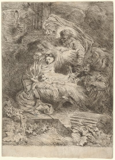 La Natividad con Dios Padre y el Espíritu Santo de Salvatore Castiglione