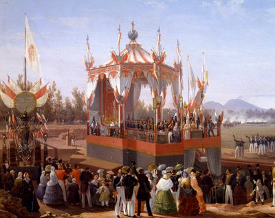 Francisco I y María Isabel asistiendo a una ceremonia oficial en el Arsenal de Nápoles, por Salvatore Fergola (1799-1874), Detalle, Italia de Salvatore Fergola