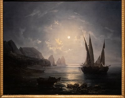 Nocturno en Capri, c.1843 (óleo sobre lienzo) de Salvatore Fergola