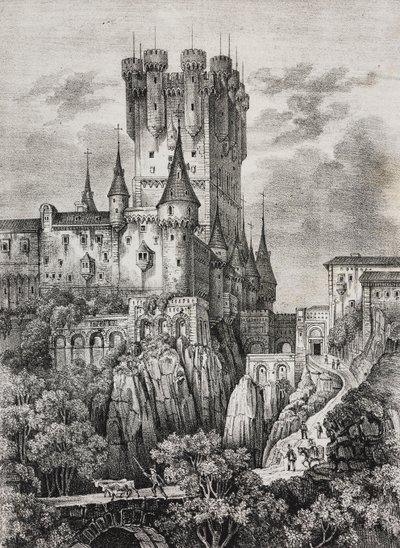 Alcázar de Segovia, España, litografía de Salvatore Puglia de Poliorama Pittoresco, n 36, 12 de abril de Salvatore Puglia