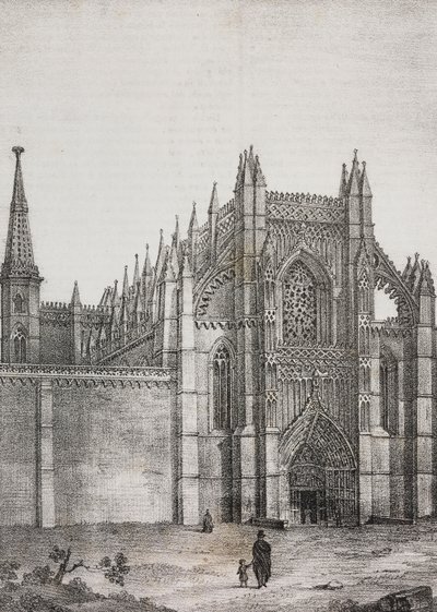 Monasterio de Batalha, Portugal, litografía de Salvatore Puglia de Poliorama Pittoresco, n 33, 22 de marzo de Salvatore Puglia
