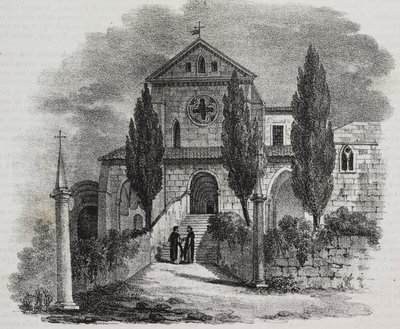 Abadía de Casamari, Veroli, Lacio, Italia, litografía de Salvatore Puglia de Poliorama Pittoresco, n 47, 1 de julio de Salvatore Puglia