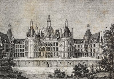 Castillo de Chambord, Francia, litografía de Salvatore Puglia de Poliorama Pittoresco, n 39, 6 de mayo de Salvatore Puglia