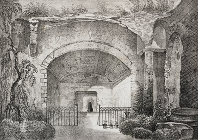 Salón de la antigua villa del Príncipe de Caposele en Formia, Lacio, Italia, litografía de Salvatore Puglia de Poliorama Pittoresco, n 23, 11 de enero. de Salvatore Puglia
