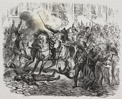 Insurrección de Madrid, litografía de Salvatore Puglia de la Historia de Napoleón de Cesare Malpica (1804-1848) del Poliorama Pittoresco, n 47, 1 de julio. de Salvatore Puglia