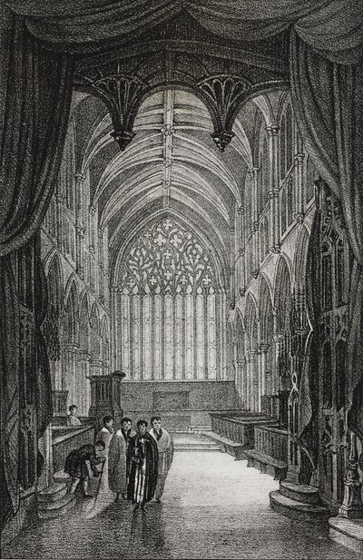 Interior de la catedral de Carlisle, Reino Unido, litografía de Salvatore Puglia de Poliorama Pittoresco, n 25, 25 de enero de Salvatore Puglia