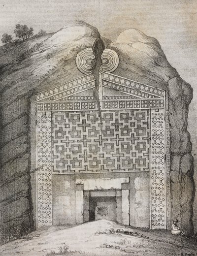 Tumba de Midas, Midas Sehri, Turquía, litografía de Salvatore Puglia de Poliorama Pittoresco, n 41, 18 de mayo. de Salvatore Puglia