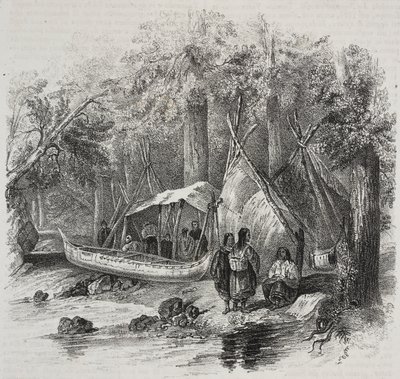 Native Americans in Canada, litografía de Salvatore Puglia del Poliorama Pittoresco, n 43, 3 de junio de Salvatore Puglia