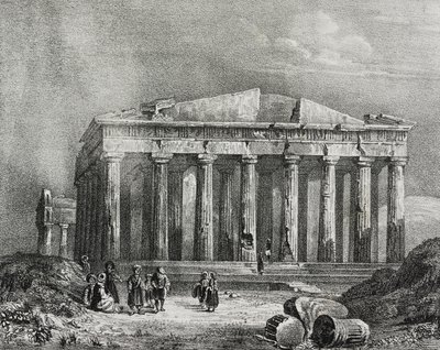 Partenón, Acrópolis de Atenas, Grecia, litografía de Salvatore Puglia de Poliorama Pittoresco, n 32, 19 de marzo de Salvatore Puglia