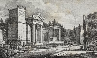Cementerio Pere-Lachaise, París, Francia, litografía de Salvatore Puglia de Poliorama Pittoresco, n 19, 17 de diciembre de Salvatore Puglia