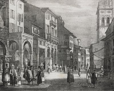 Camino Real, Corfú, Grecia, litografía de Salvatore Puglia de Poliorama Pittoresco, n 23, 11 de enero de Salvatore Puglia