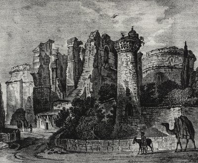 Ruinas de la iglesia de San Juan en Pérgamo, Turquía, litografía de Salvatore Puglia de Poliorama Pittoresco, n 13, 5 de noviembre de Salvatore Puglia