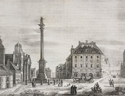 Columna de Segismundo, en conmemoración del rey Segismundo III Vasa (1566-1632), Varsovia, Polonia, litografía de Salvatore Puglia de Poliorama Pittoresco, n 46, 21 de junio. de Salvatore Puglia