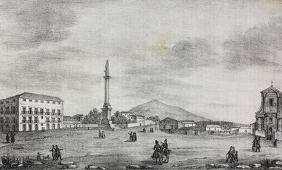 Plaza de la Estatua en Catania, Sicilia, Italia, litografía de Salvatore Puglia de Poliorama Pittoresco, n 15, 19 de noviembre de Salvatore Puglia