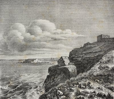 Tumba de Francois-Rene de Chateaubriand en Saint-Malo, Francia, litografía de Gaetano Riccio de Poliorama Pittoresco, n 32, 18 de marzo. de Salvatore Puglia