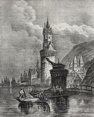 Vista de Andernach, Alemania, litografía de Salvatore Puglia de Poliorama Pittoresco, n 45, 17 de junio de Salvatore Puglia