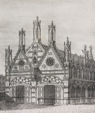 Vista de la iglesia de Santa Maria della Spina en Pisa, Toscana, Italia, litografía de Salvatore Puglia de Poliorama Pittoresco, n 34, 29 de marzo de Salvatore Puglia