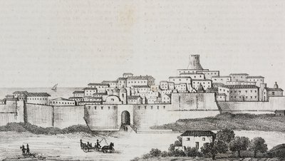 Vista de Crotone, Calabria, Italia, litografía de Salvatore Puglia de Poliorama Pittoresco, n 12, 26 de octubre de Salvatore Puglia