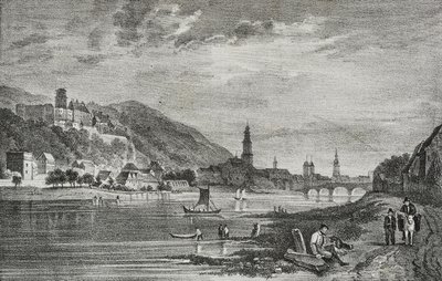 Vista de Heidelberg, Alemania, litografía de Salvatore Puglia del Poliorama Pittoresco, n 28, 19 de febrero de Salvatore Puglia