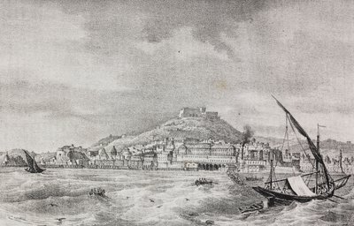 Vista de Nápoles desde el mar, Campania, Italia, litografía de Salvatore Puglia de Poliorama Pittoresco, n 2, 17 de agosto de Salvatore Puglia