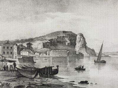 Vista de Terracina, Lacio, Italia, litografía de Salvatore Puglia del Poliorama Pittoresco, n 22, 8 de enero de Salvatore Puglia