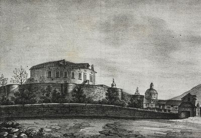 Vista del castillo de Acerra, Campania, Italia, litografía de Salvatore Puglia del Poliorama Pittoresco, n 30, 5 de marzo de Salvatore Puglia