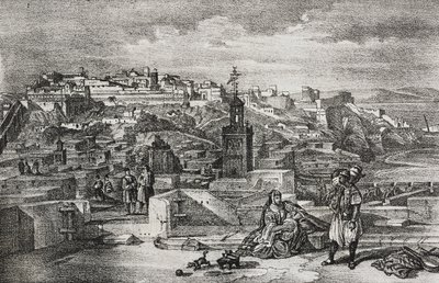 Vista de la ciudadela de Tánger, Marruecos, litografía de Salvatore Puglia de Poliorama Pittoresco, n 26, 3 de febrero de Salvatore Puglia