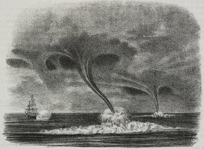 Waterspouts, litografía de Salvatore Puglia del Poliorama Pittoresco, n 48, 9 de julio de Salvatore Puglia