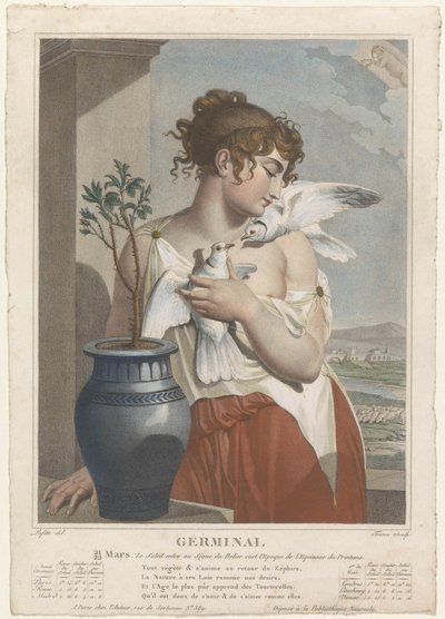 Meses del segundo año del calendario republicano francés
Germinal (21 maart - 19 april)
Germinal (título del objeto)
De Twaalf Maanden van de Franse Republikeinse Kalender (título de la serie)
Les Mois républicains (título de la serie) de Salvatore Tresca